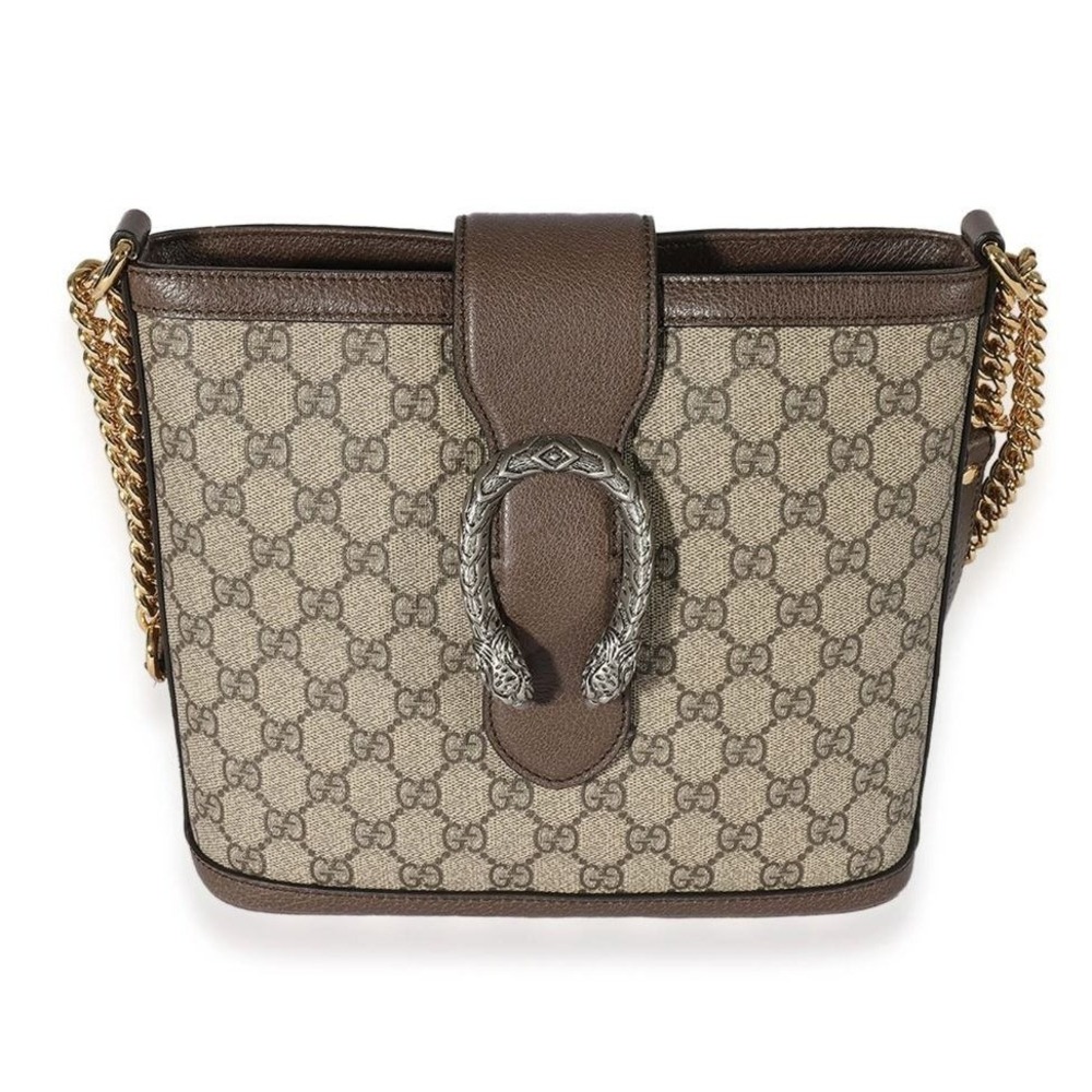 Gucci Women's Dionysus GG Supreme‎ Gold Chain Shoulder Bag Silver Tiger  Purse